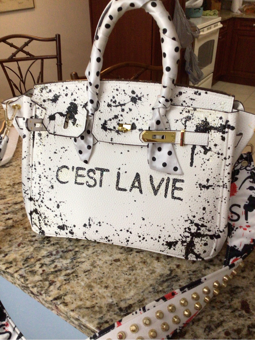 Birkin Style Satchel With Artist Aesthetic Size Medium